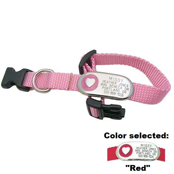 Jewelry ID Collar - Heart, - Lucky Pet